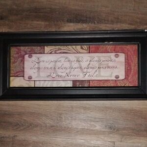 Love Never Fails Wall Art with Black Frame
